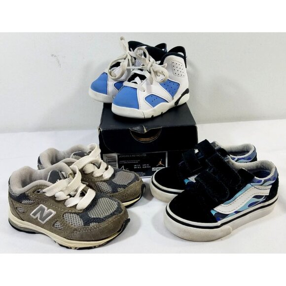 Toddler Sneakers Bundle: New Balance 990 Grey Size 4 Jordan 6 Retro Size 4 Vans - Picture 1 of 16
